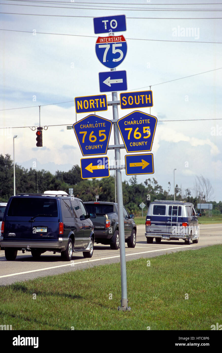 Autostrada sign in Charlotte County, Florida, Stati Uniti d'America Foto Stock