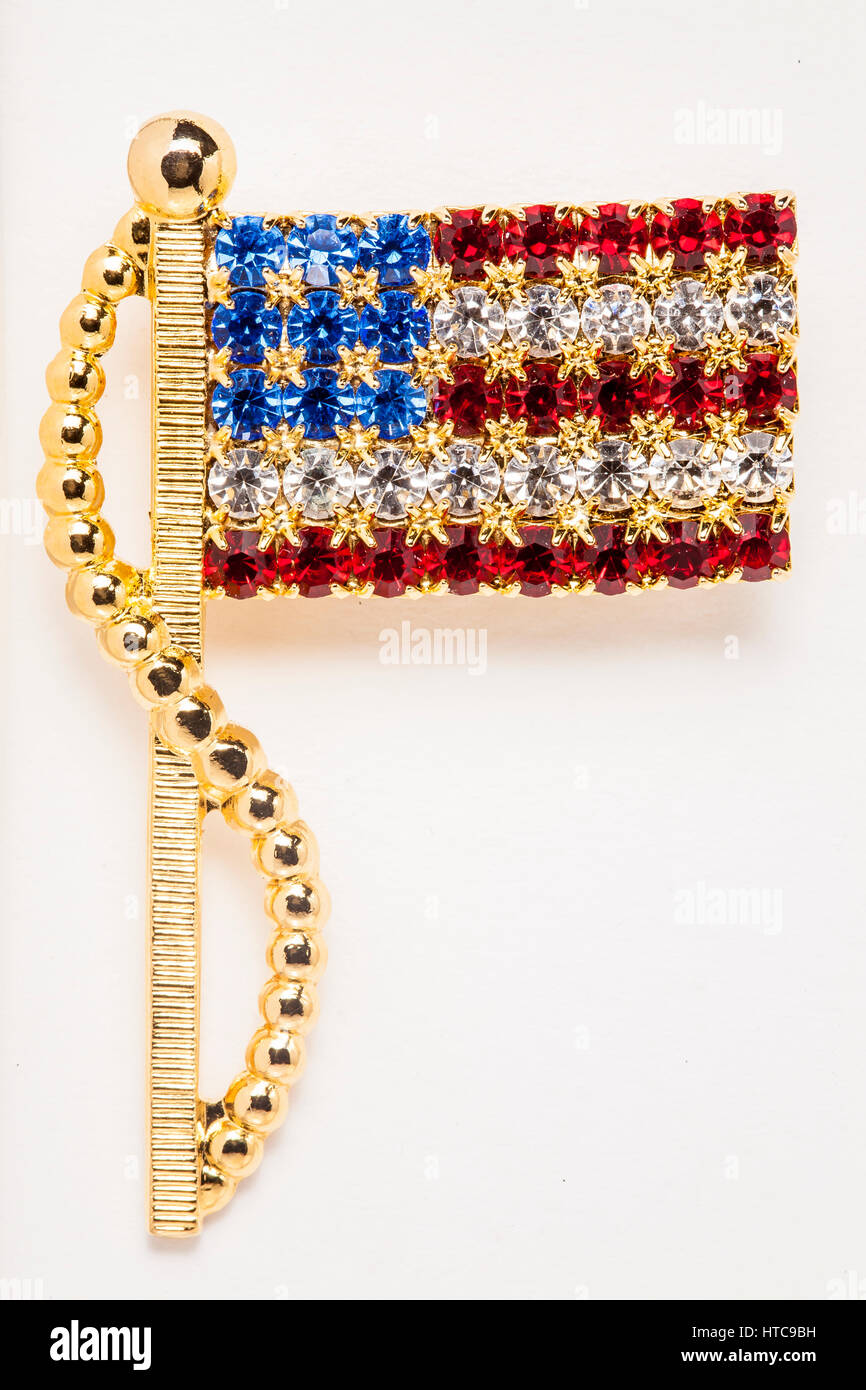 Rosso Blu bianco oro strass pin Foto Stock