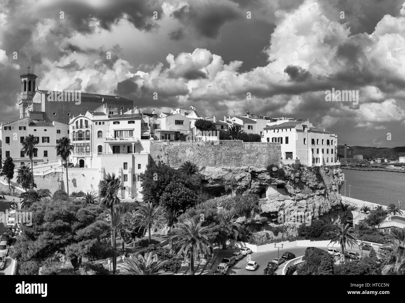Vista della città di Mahon Minorca, Isole Baleari, Spagna, Europa Foto Stock