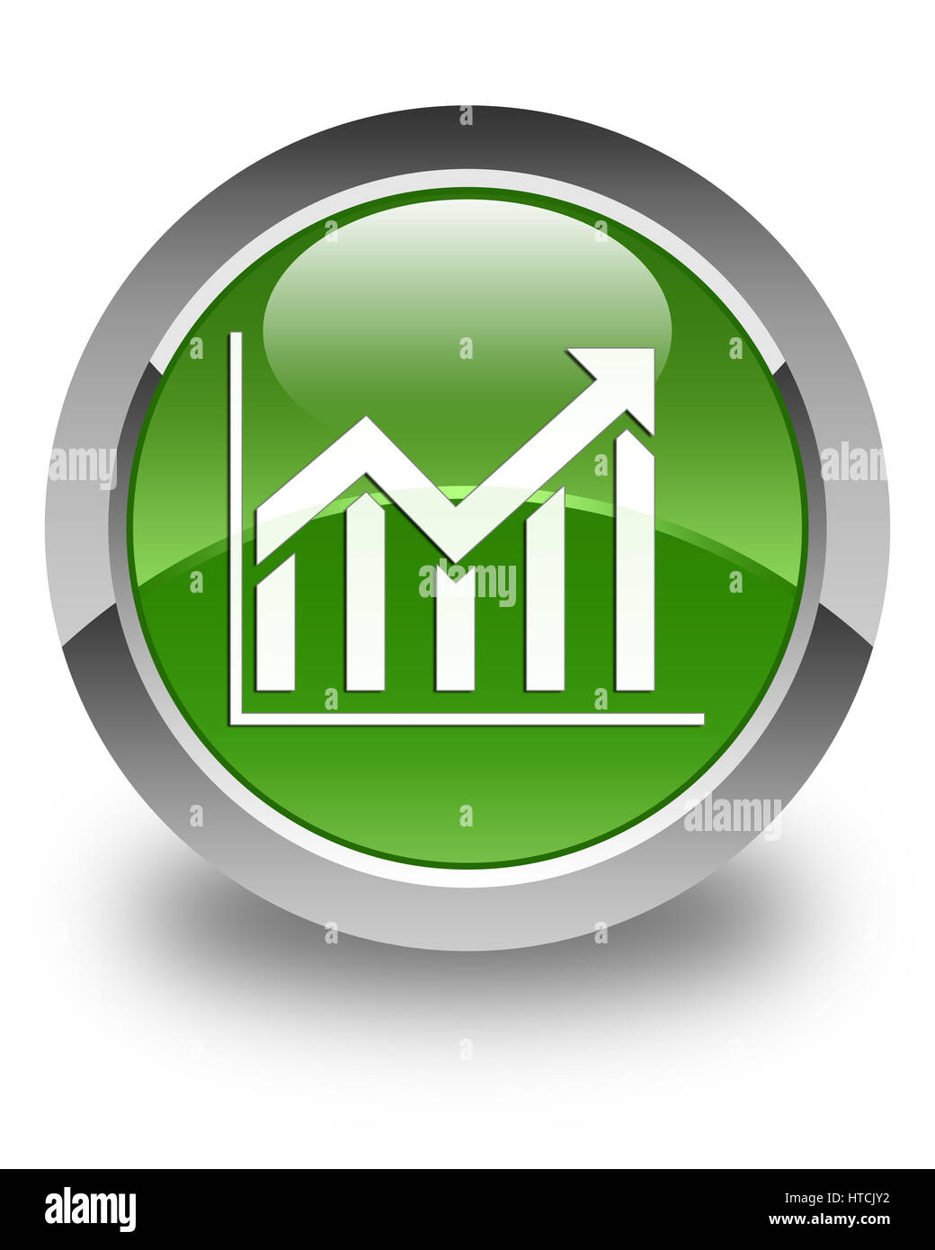 Icona statistiche isolato sul morbido lucido verde pulsante rotondo illustrazione astratta Foto Stock