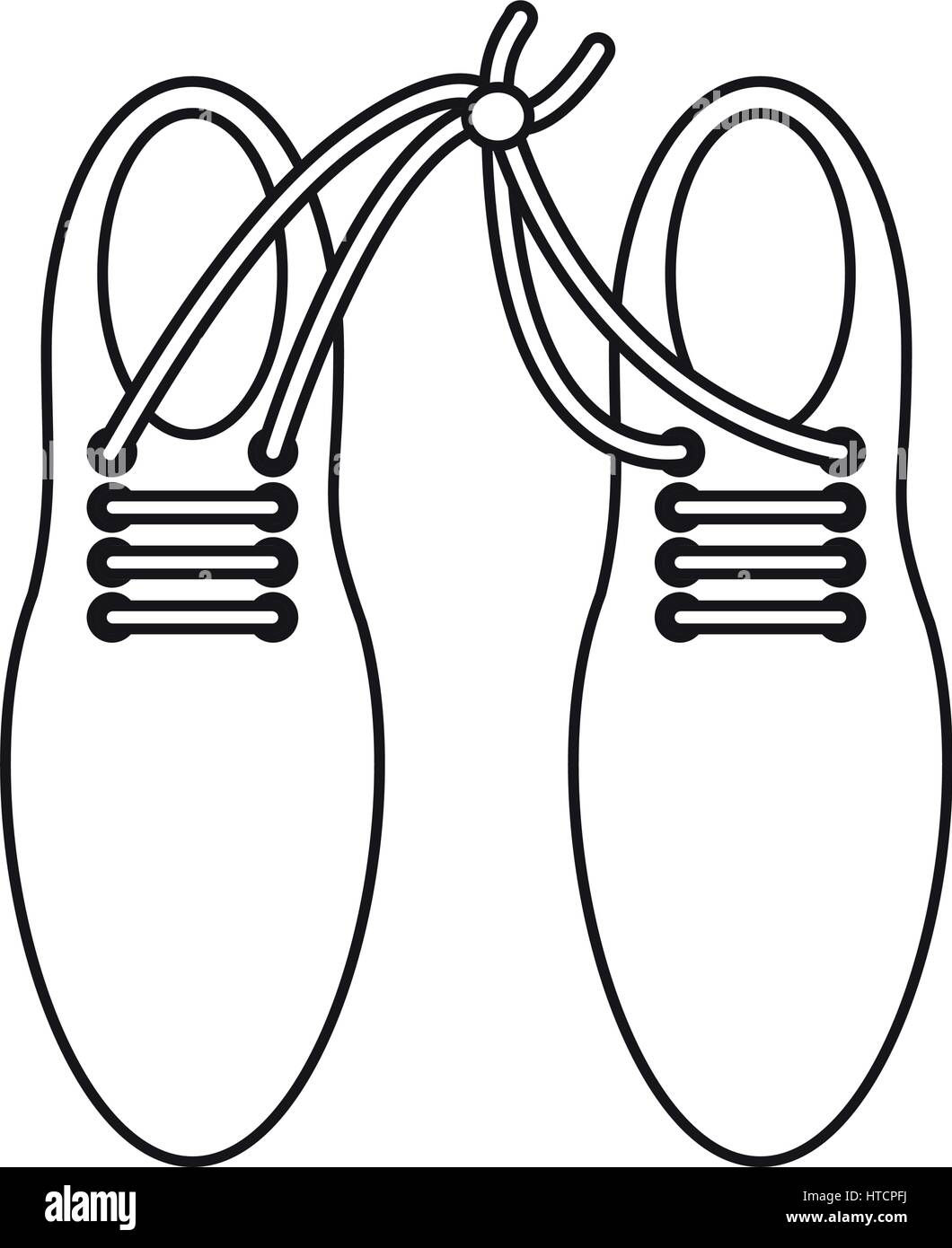 Sciocco di aprile lacci delle scarpe legati immagine linea sottile Illustrazione Vettoriale