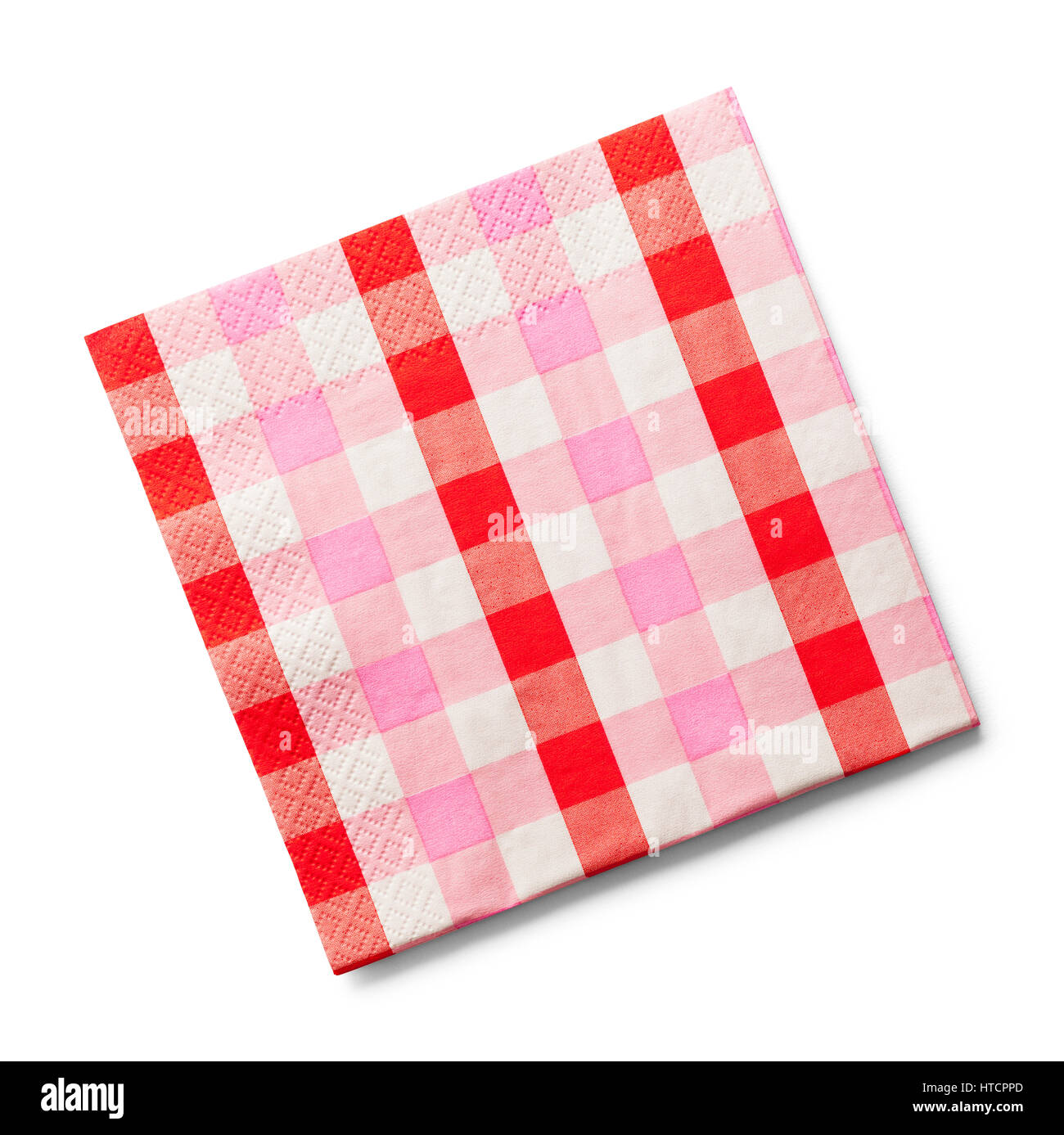 A SCACCHI ROSA tovagliolo di carta isolato su sfondo bianco. Foto Stock