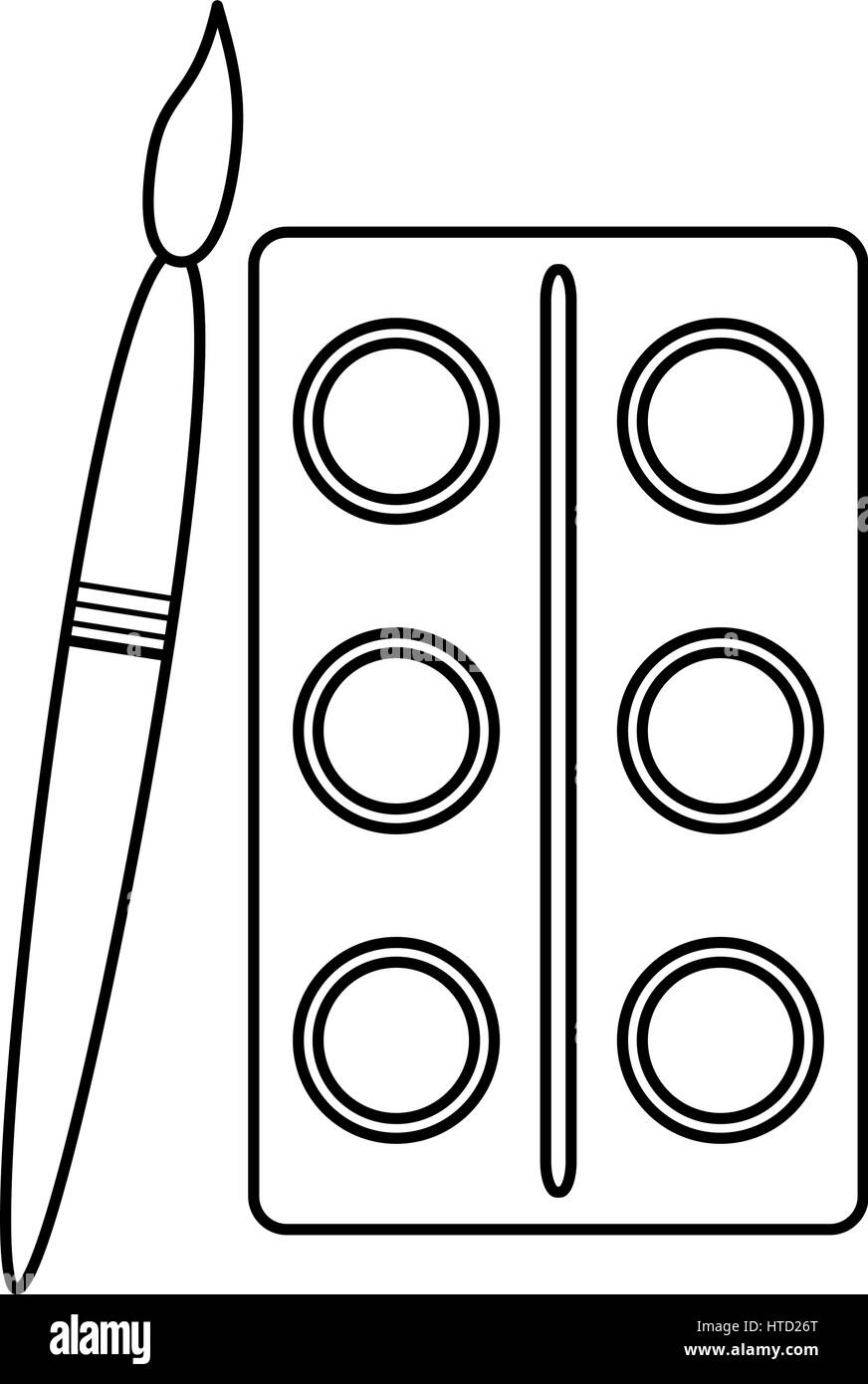 Tavolozza di acquarelli pennello linea sottile Illustrazione Vettoriale