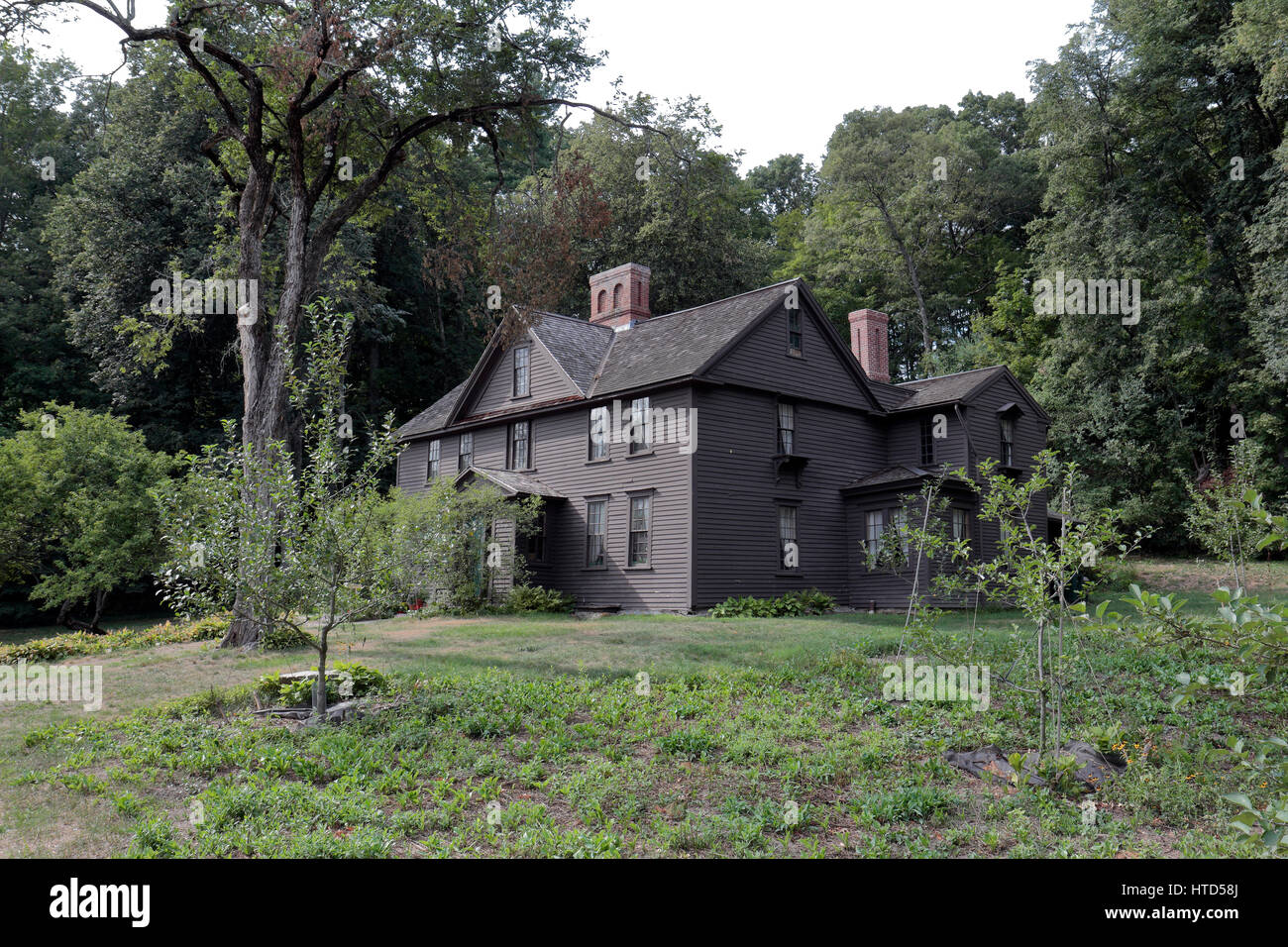 Orchard House, dove Louisa May Alcott impostato il suo "Piccole Donne" romanzo. 399 Lexington Road è ora una storica casa museo, Concord, Massachusetts, STATI UNITI D'AMERICA. Foto Stock