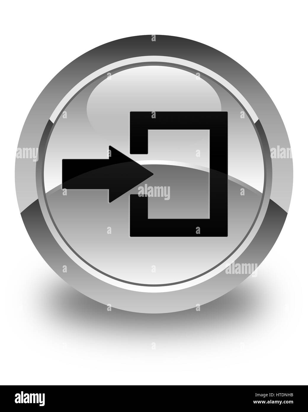 Login Icona isolato su bianco lucido pulsante rotondo illustrazione astratta Foto Stock