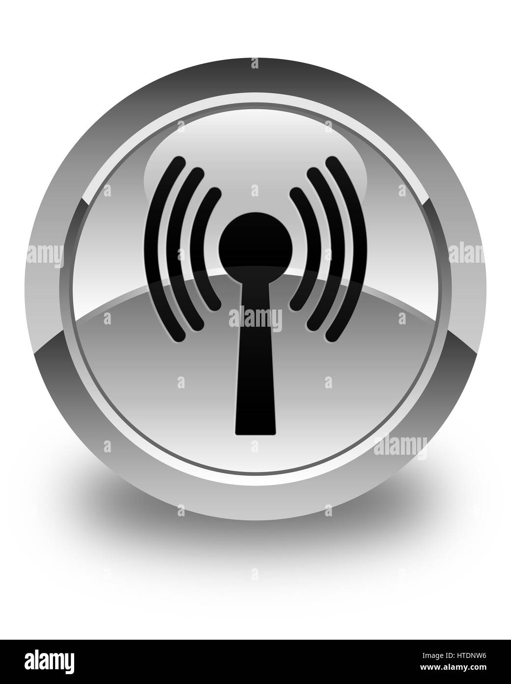 Wlan icona di rete isolato su bianco lucido pulsante rotondo illustrazione astratta Foto Stock