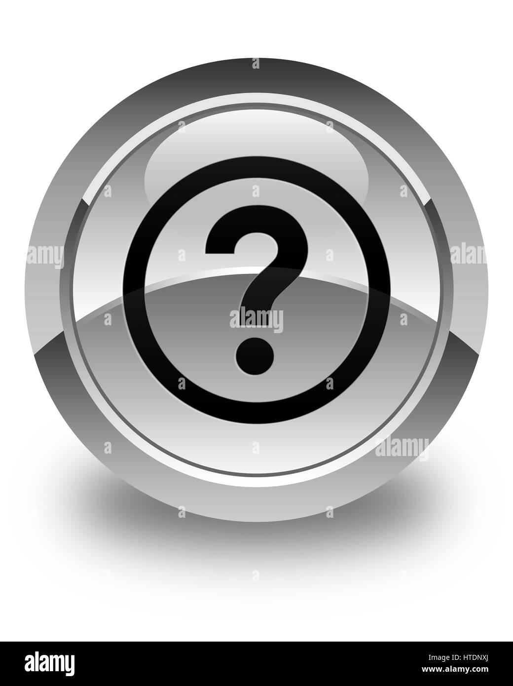 Icona Domanda isolata su bianco lucido pulsante rotondo illustrazione astratta Foto Stock
