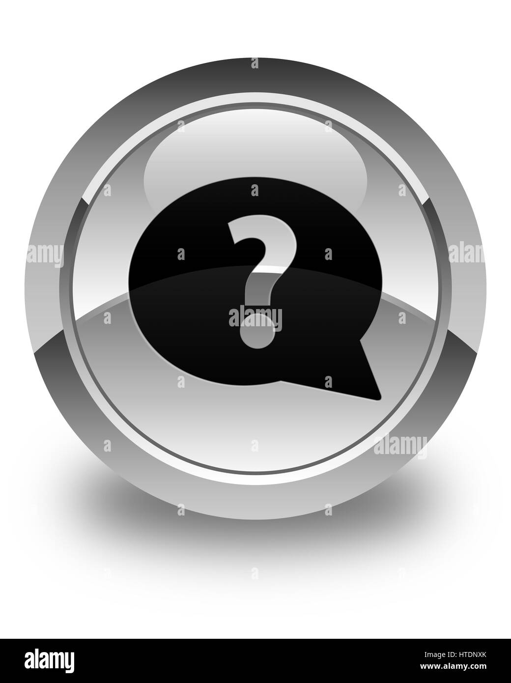 Punto interrogativo sull'icona di bolla isolata su bianco lucido pulsante rotondo illustrazione astratta Foto Stock