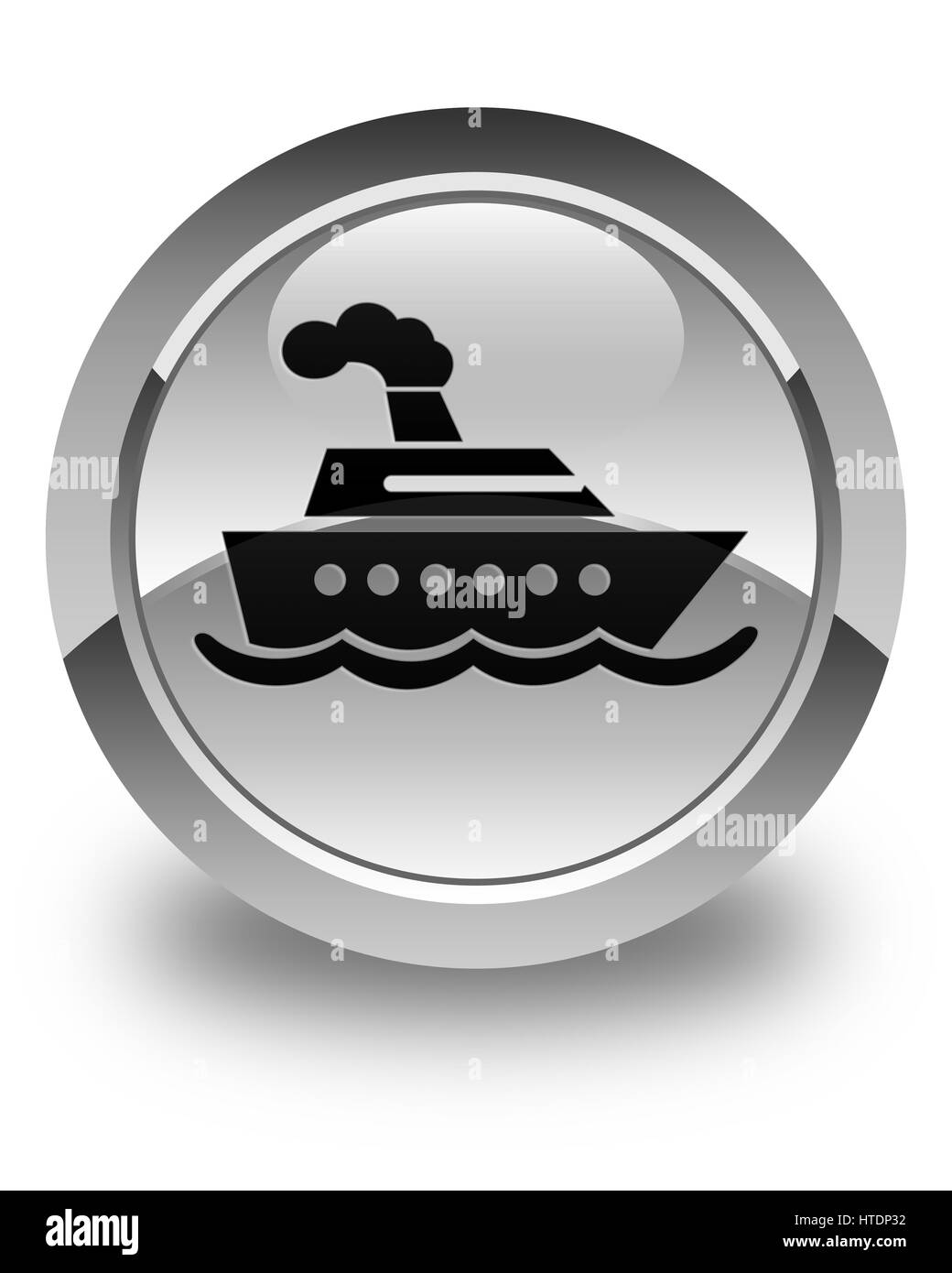 La nave di crociera icona isolato su bianco lucido pulsante rotondo illustrazione astratta Foto Stock
