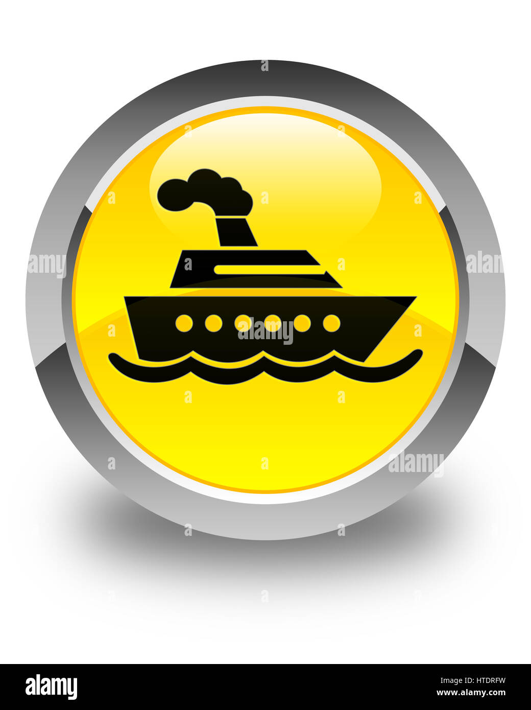 La nave di crociera icona isolate su giallo lucido pulsante rotondo illustrazione astratta Foto Stock