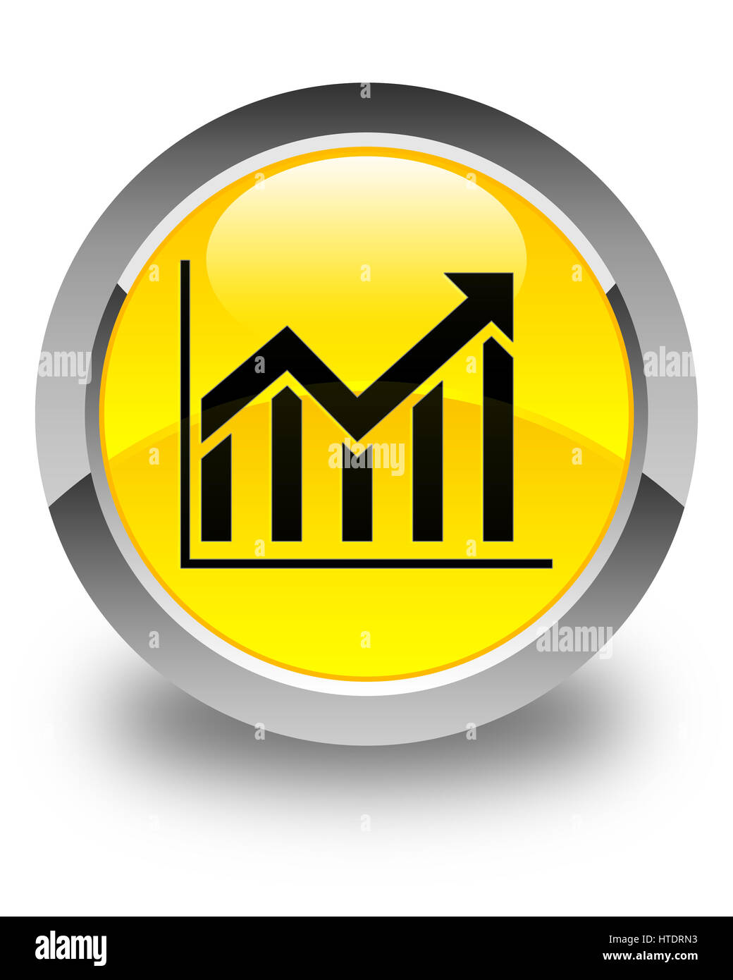 Icona statistiche isolate su giallo lucido pulsante rotondo illustrazione astratta Foto Stock