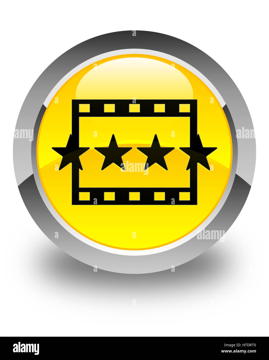 Rassegne di film icona isolate su giallo lucido pulsante rotondo illustrazione astratta Foto Stock