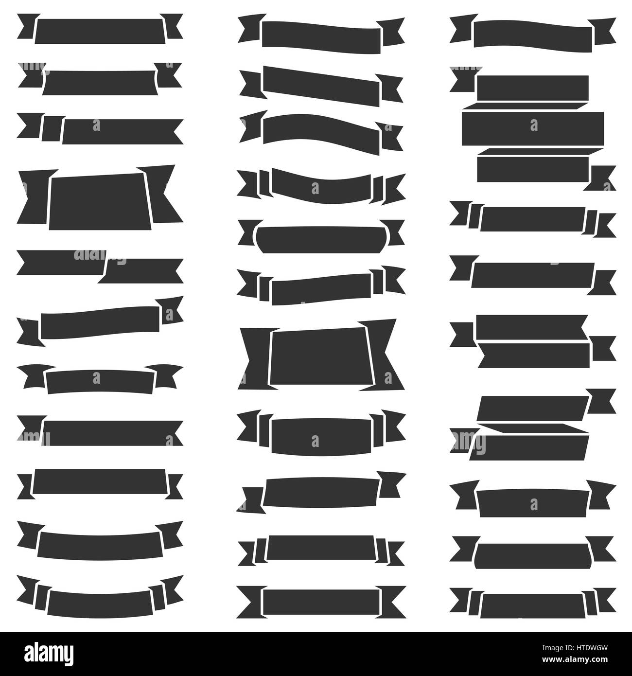 Set di 31 nero vuota nastri, possono essere utilizzati come elementi di design per il tuo emblema o logo, etichette, premi, etc Foto Stock