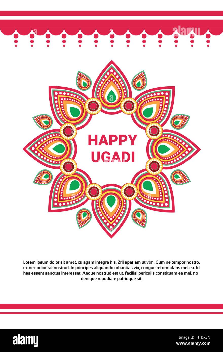 Felice Ugadi Gudi Padwa indù Anno Nuovo Biglietto di Auguri Holiday Illustrazione Vettoriale