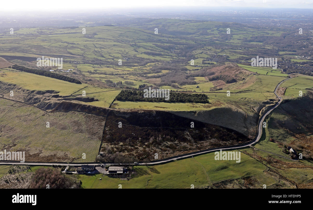 Vista aerea di alcune basse colline nel Pennines Foto Stock