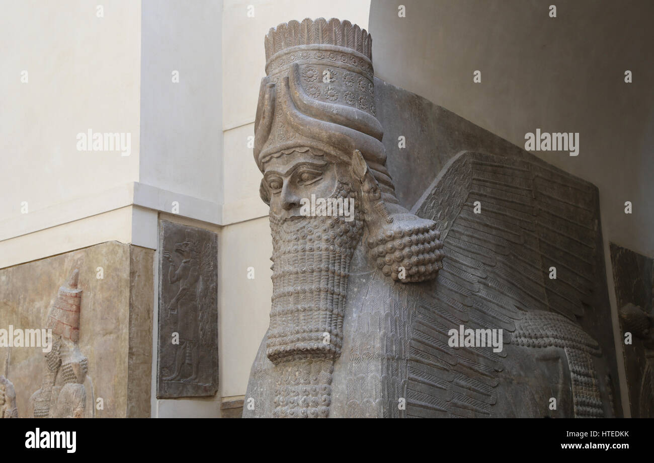 Lamassu dal palazzo di Sargon II Ingresso monumentale. Gli Assiri. 721-705 A.C. Khorsabad Palace. (Dur Sharrukin, Iraq) . Il museo del Louvre. Parigi. Fran Foto Stock