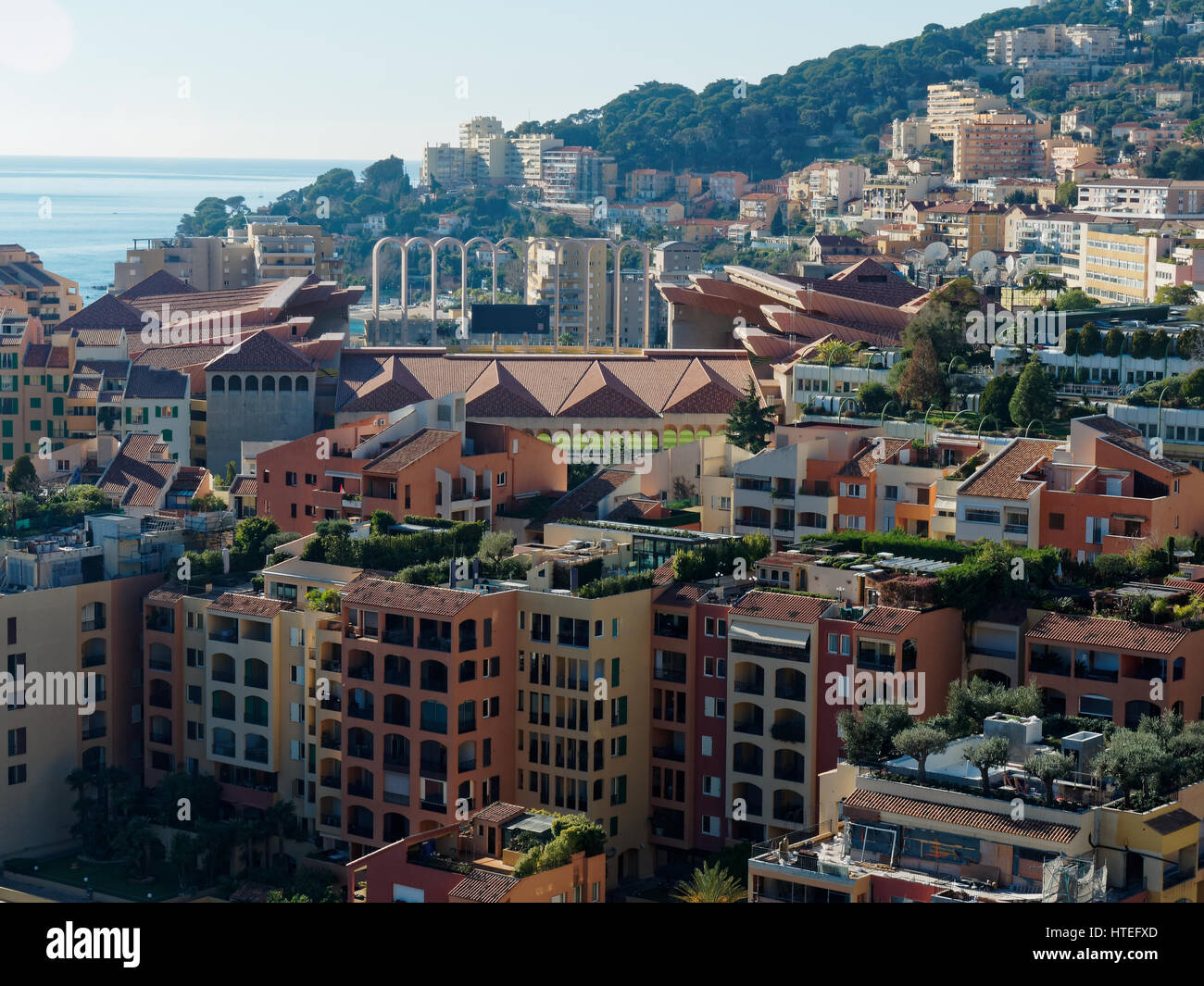 Paesaggio urbano in vista di Monaco Principato di Monaco. Foto Stock