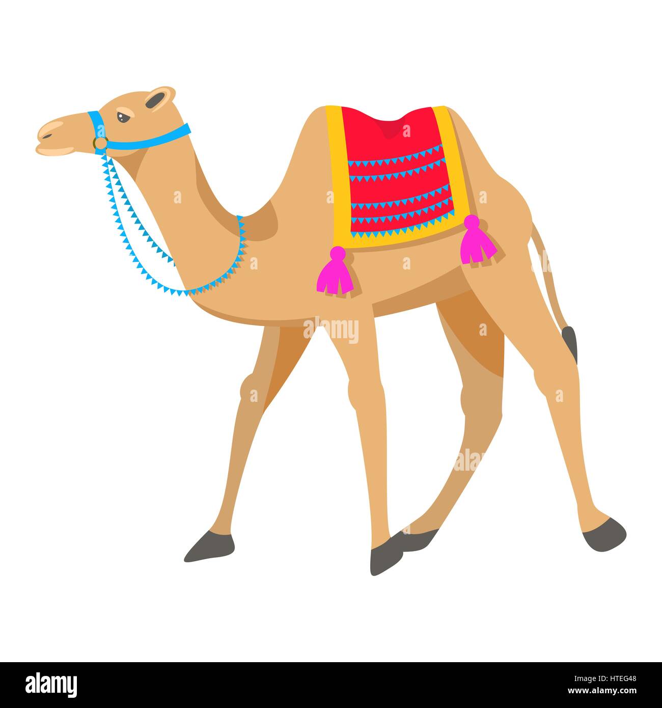 Camel cartoon illustrazione vettoriale su bianco. Illustrazione Vettoriale