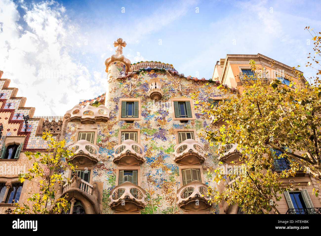 Casa Batllo di Antoni Gaudì Barcellona, in Catalogna, Spagna Foto Stock