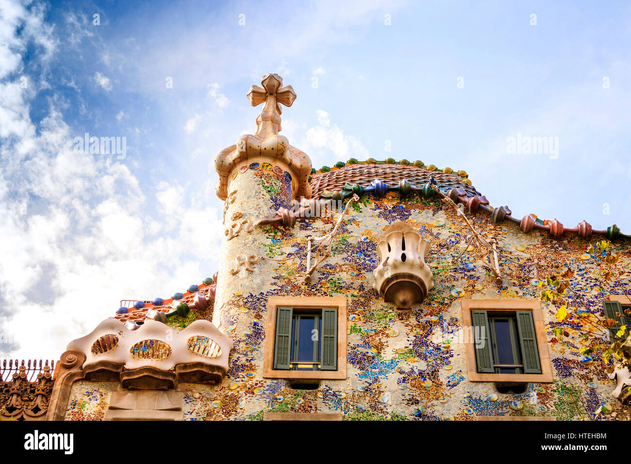 Casa Batllo di Antoni Gaudì Barcellona, in Catalogna, Spagna Foto Stock