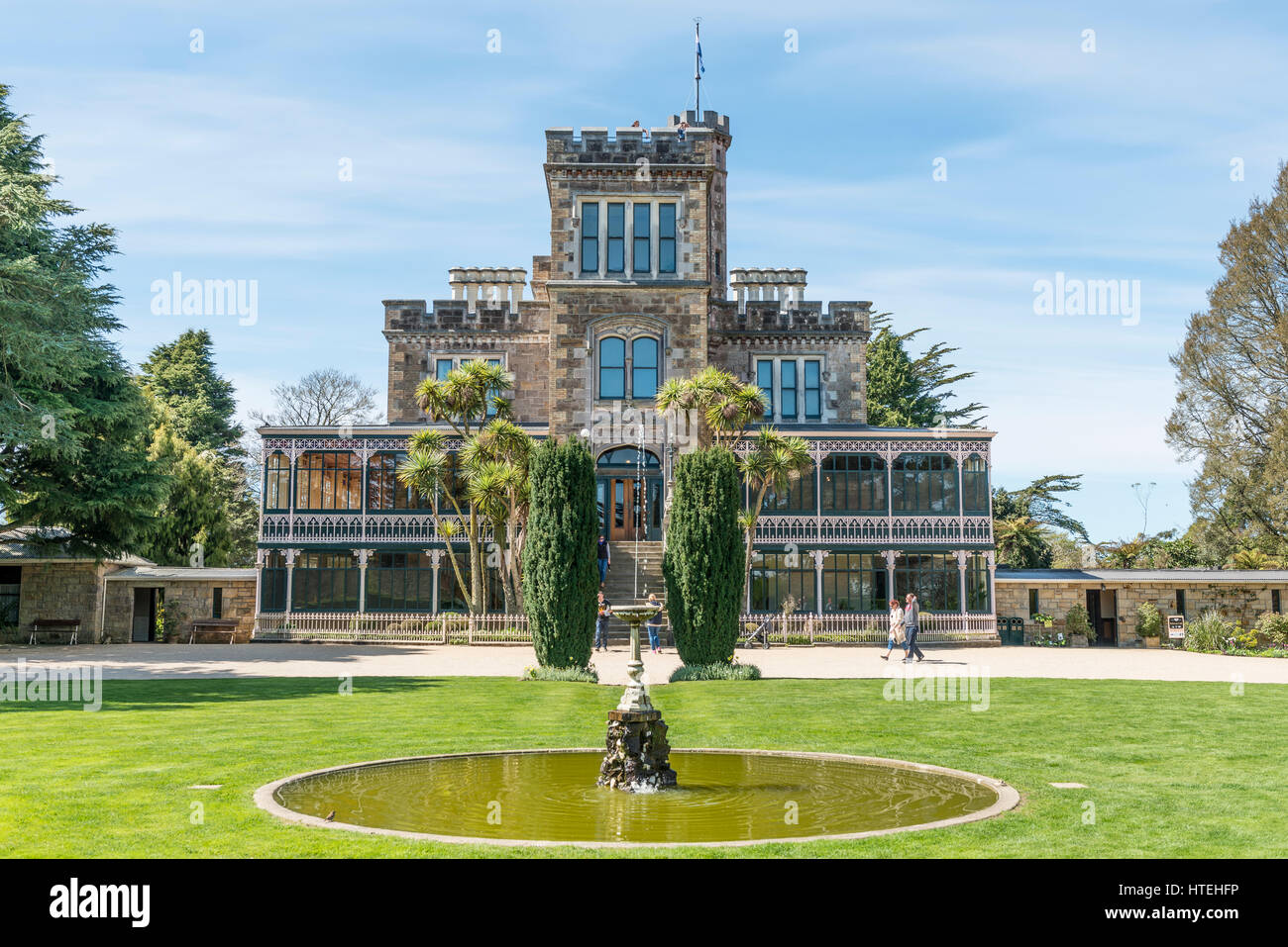 Il Castello Larnach, parco e castello, Dunedin, Penisola di Otago e Southland, Nuova Zelanda Foto Stock