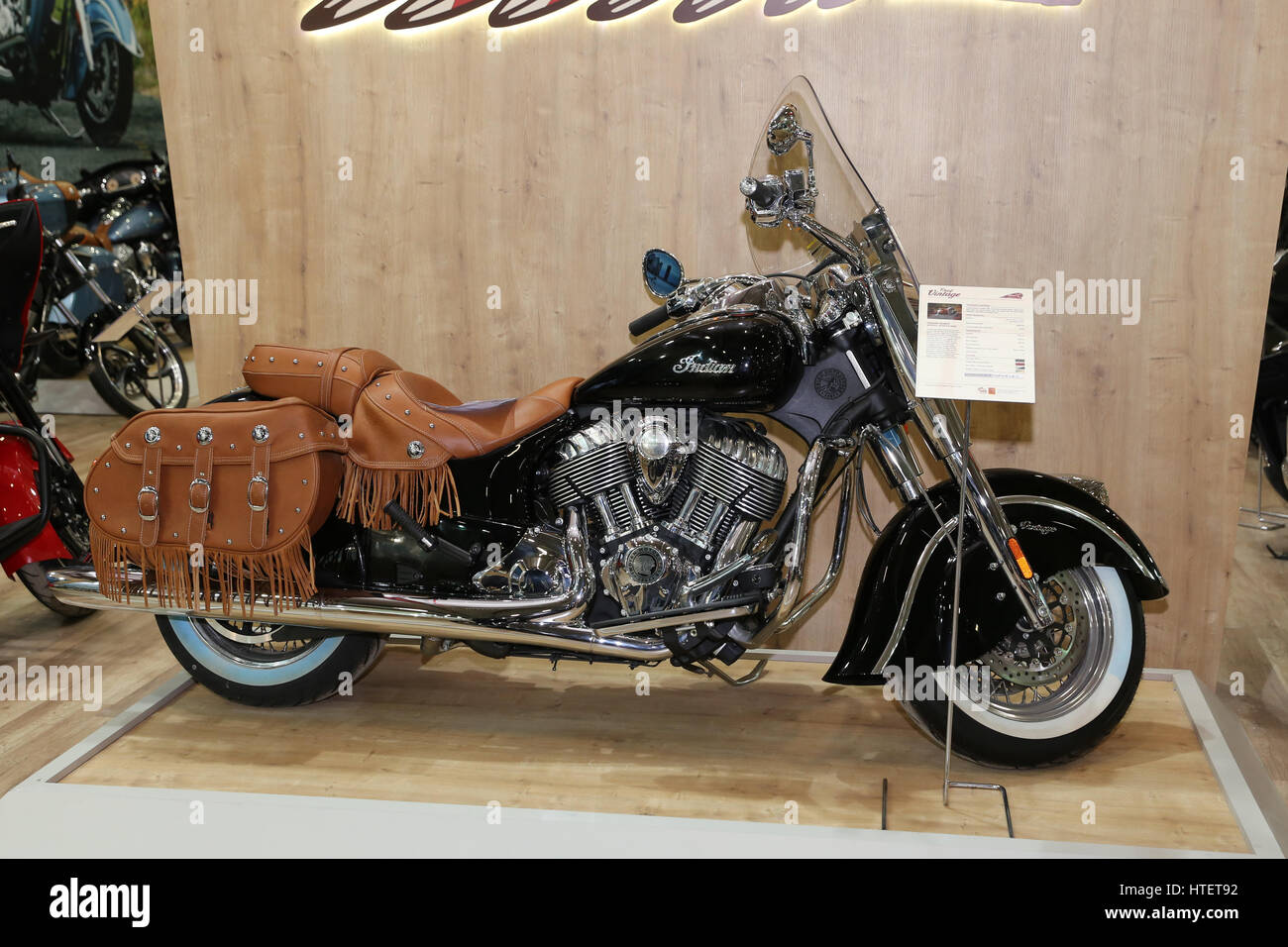 ISTANBUL, Turchia - 25 febbraio 2017: capo indiano Vintage sul display a Motobike Istanbul in Istanbul al centro esposizioni Foto Stock