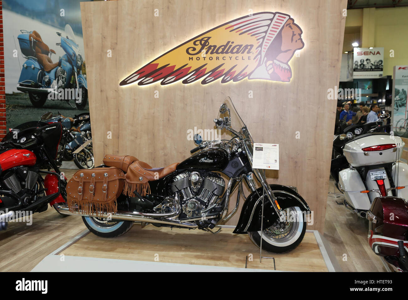 ISTANBUL, Turchia - 25 febbraio 2017: capo indiano Vintage sul display a Motobike Istanbul in Istanbul al centro esposizioni Foto Stock