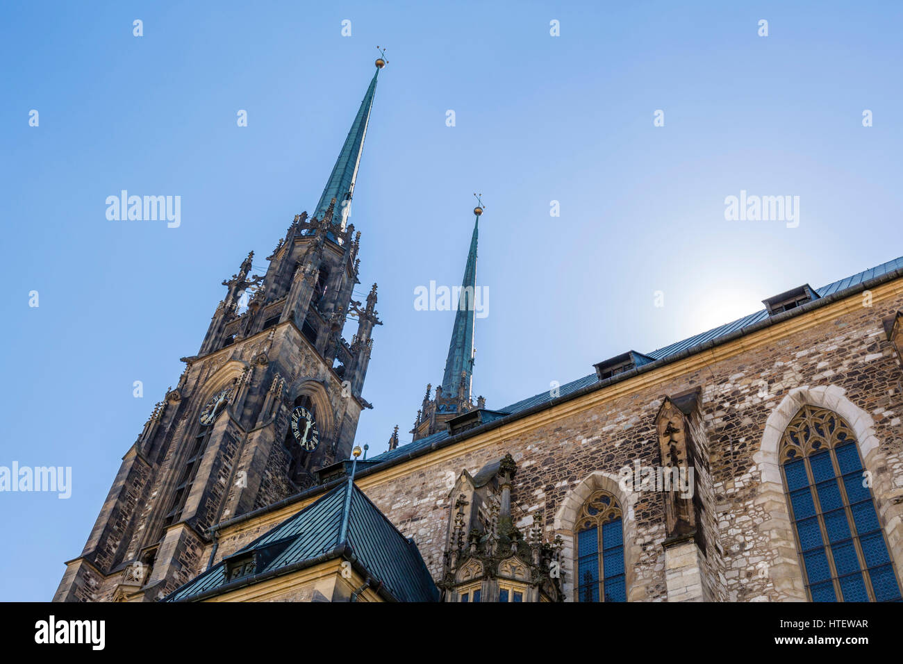 Cattedrale di Brno. Cattedrale dei Santi Pietro e Paolo, la collina di Petrov, Brno, Moravia Repubblica Ceca Foto Stock