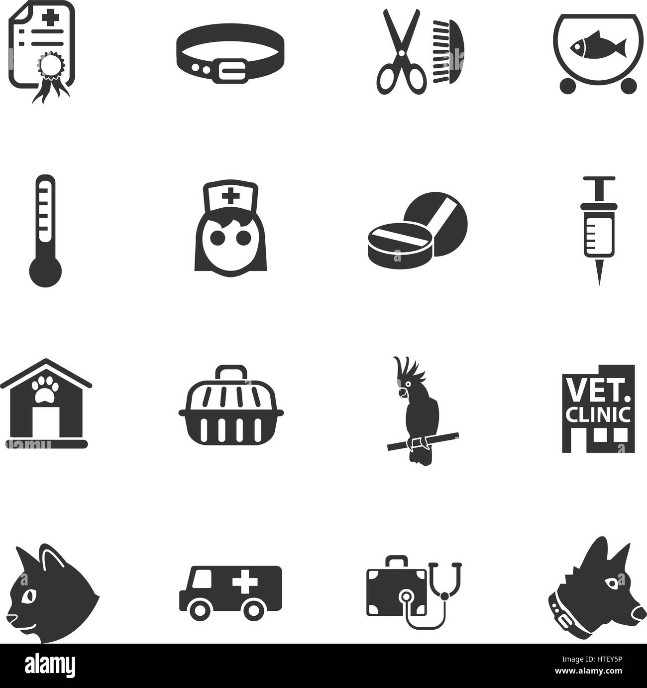 Ambulatorio veterinario web icone per la progettazione di interfacce utente Illustrazione Vettoriale