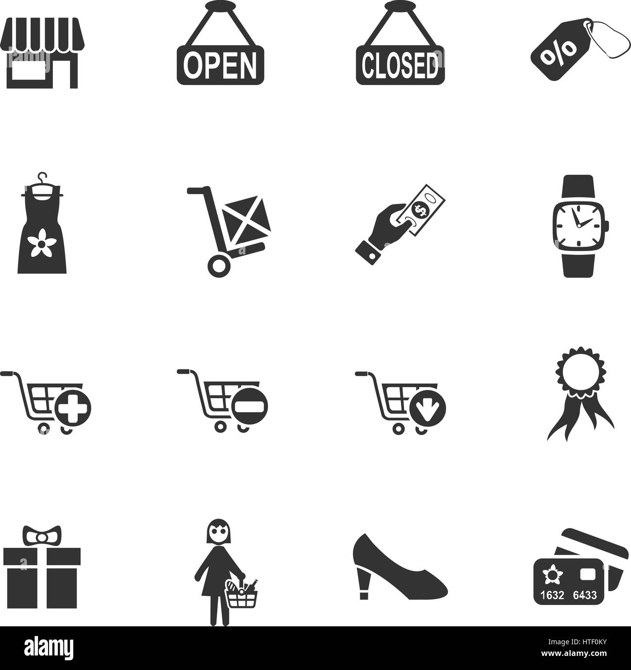 Shopping e l'e-commerce web icone per la progettazione di interfacce utente Illustrazione Vettoriale