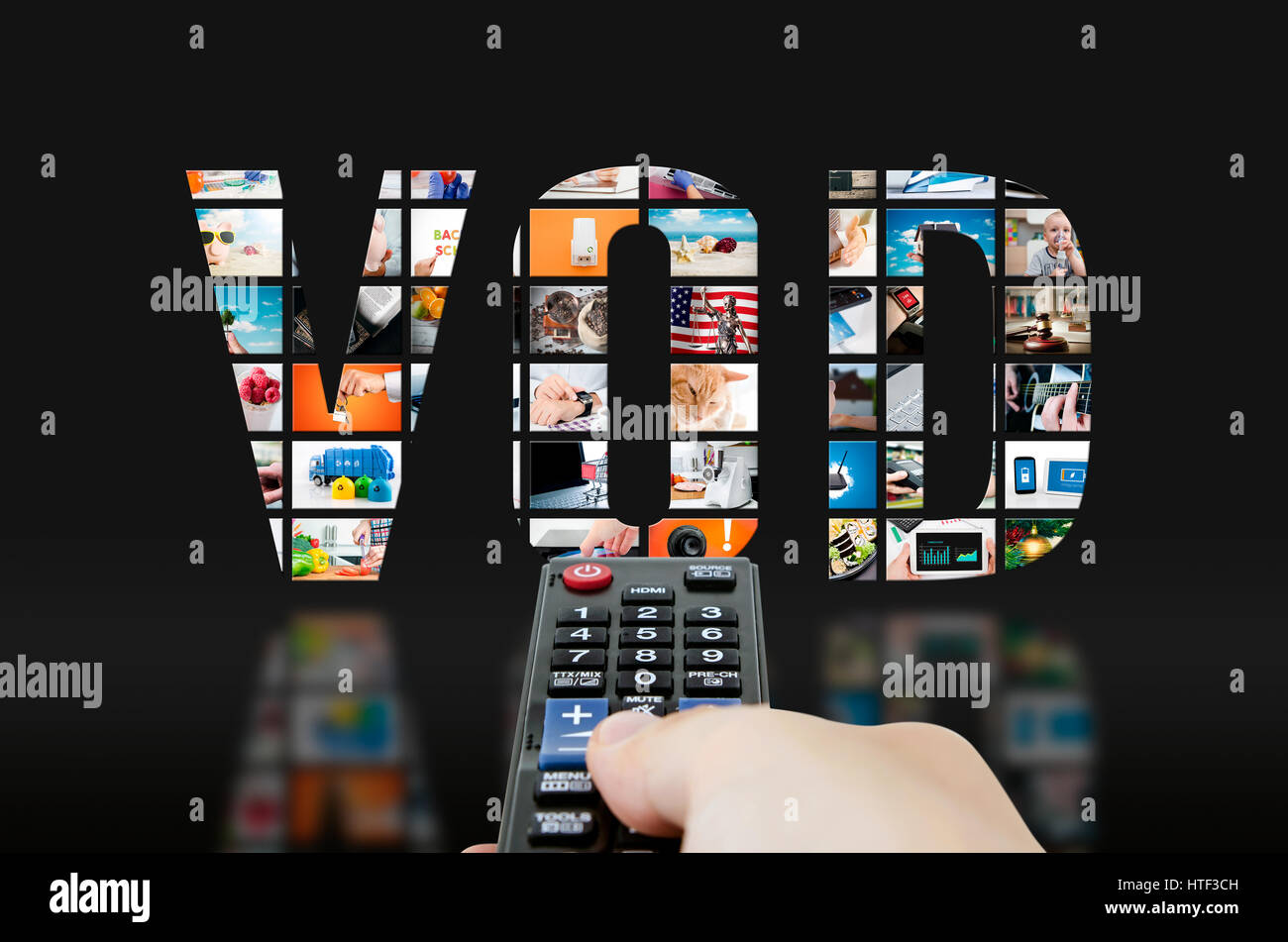 VOD video on demand servizio televisivo TV HD schermo concetto video Foto Stock
