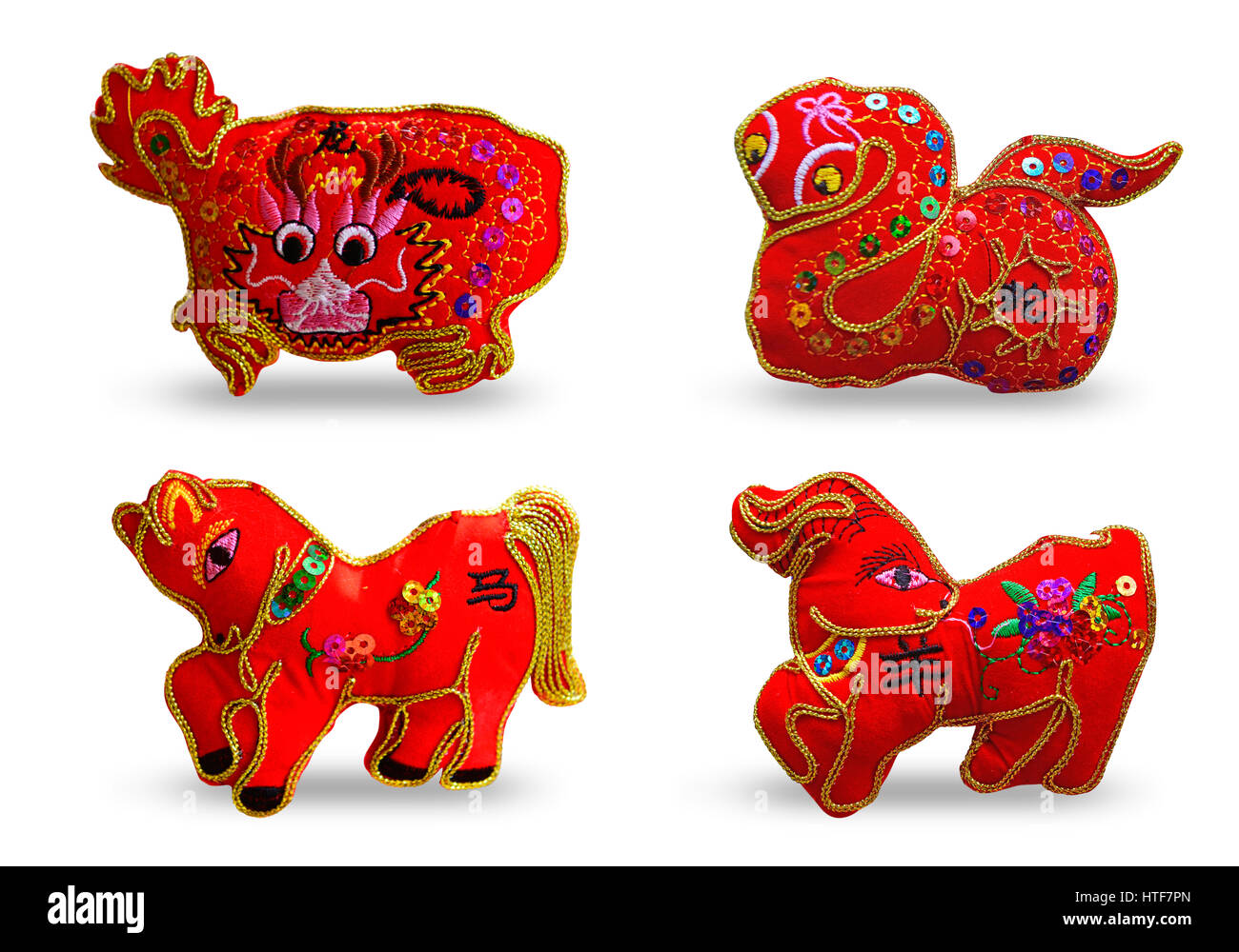 Bella cinese tradizionale 12 zodiacs su sfondo bianco Foto Stock