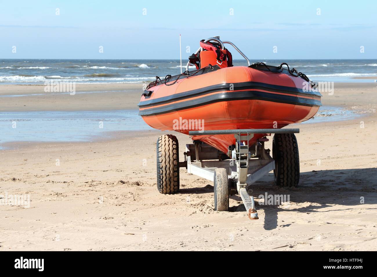 Scialuppa di salvataggio sul rimorchio Foto Stock