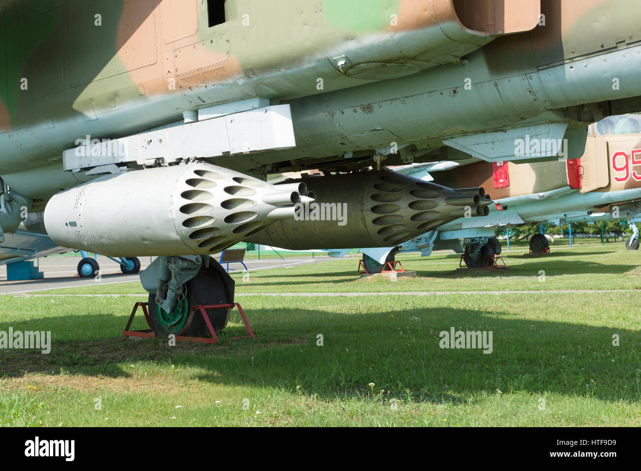 Aerei ed elicotteri si prepara a volare close-up shot Foto Stock