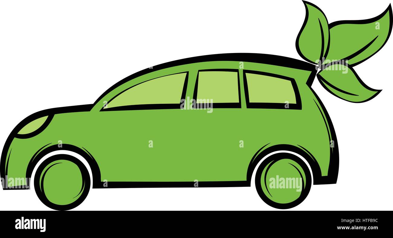 Eco car icona in stile cartoon isolato illustrazione vettoriale Illustrazione Vettoriale