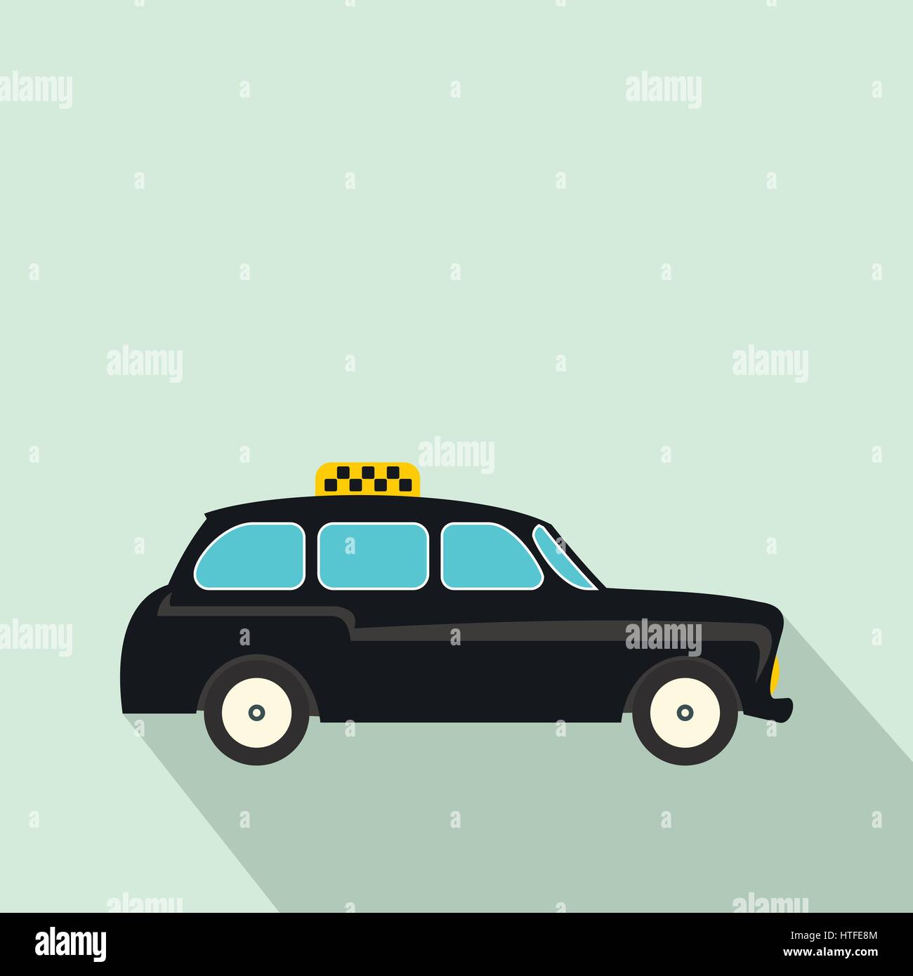 London Black Cab icona, stile piatto Illustrazione Vettoriale
