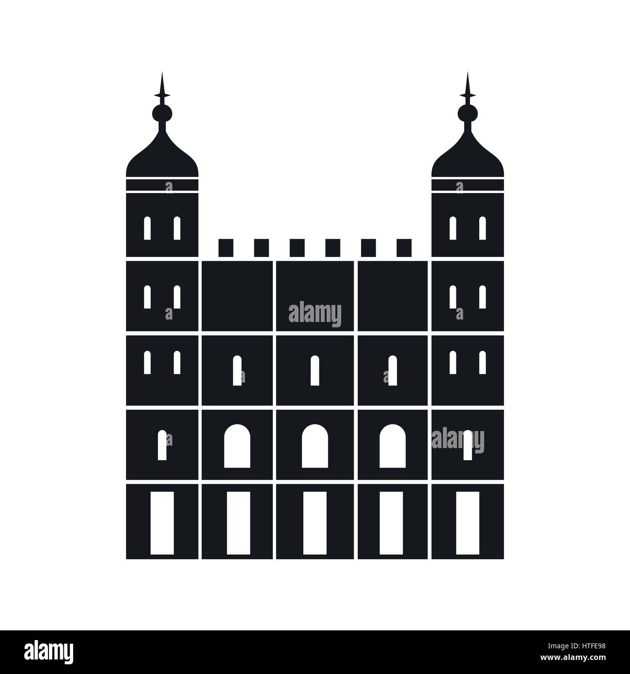Torre di Londra in Inghilterra, icona di stile semplice Illustrazione Vettoriale