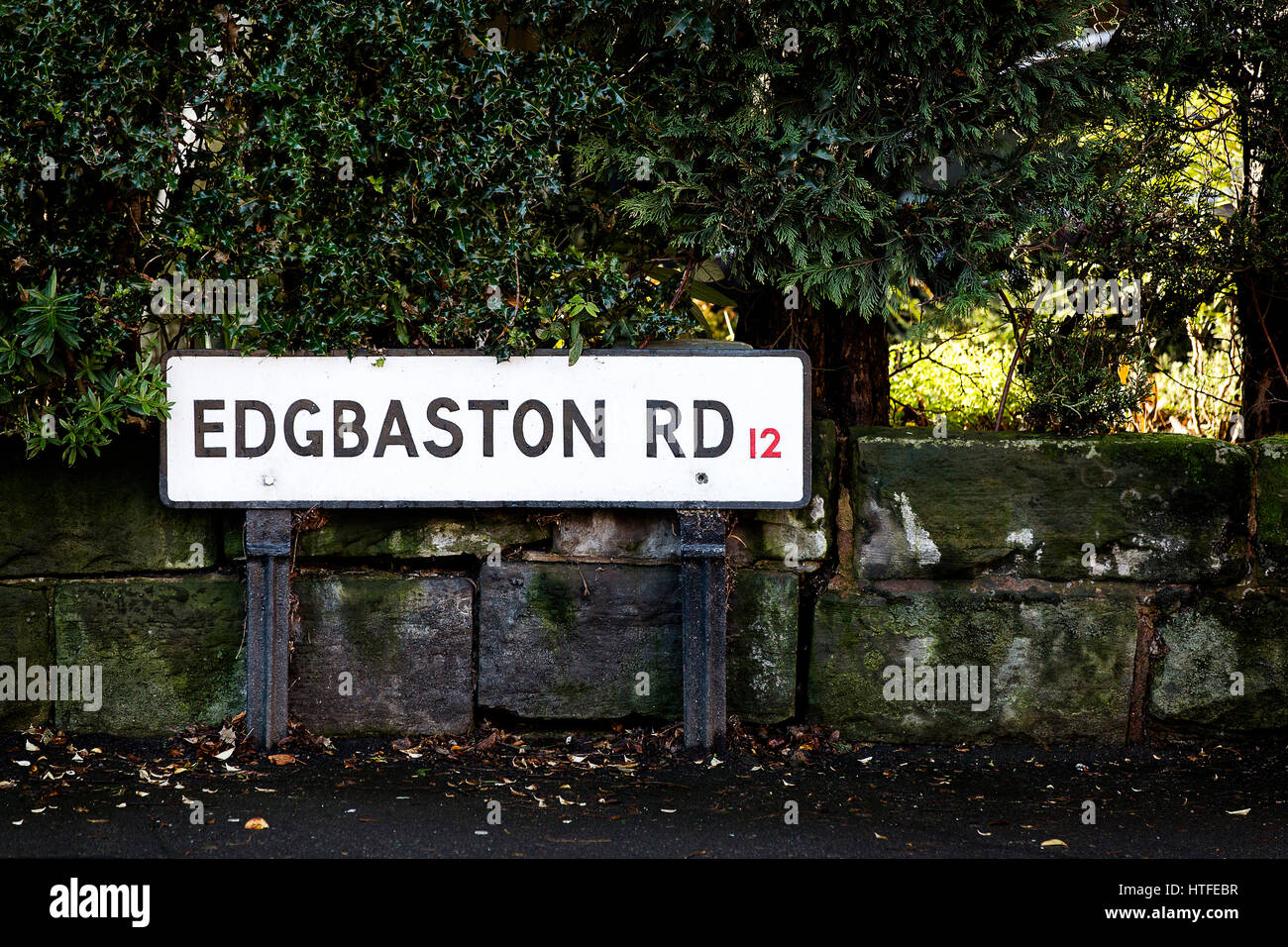 Un cartello stradale per edgbaston road a Birmingham Regno Unito Foto Stock