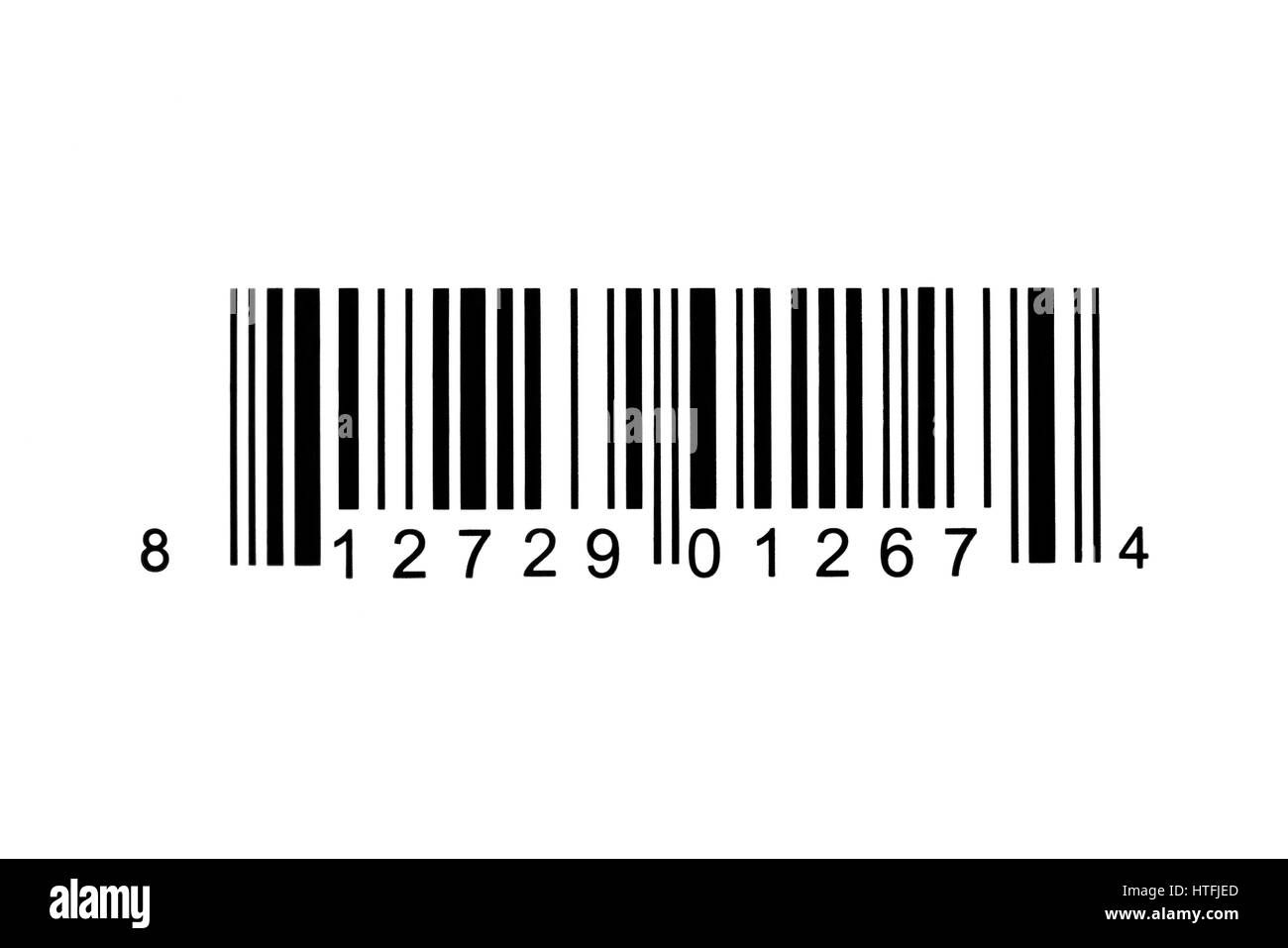 Etichetta con codice a barre utilizzato per l'identificazione Foto Stock
