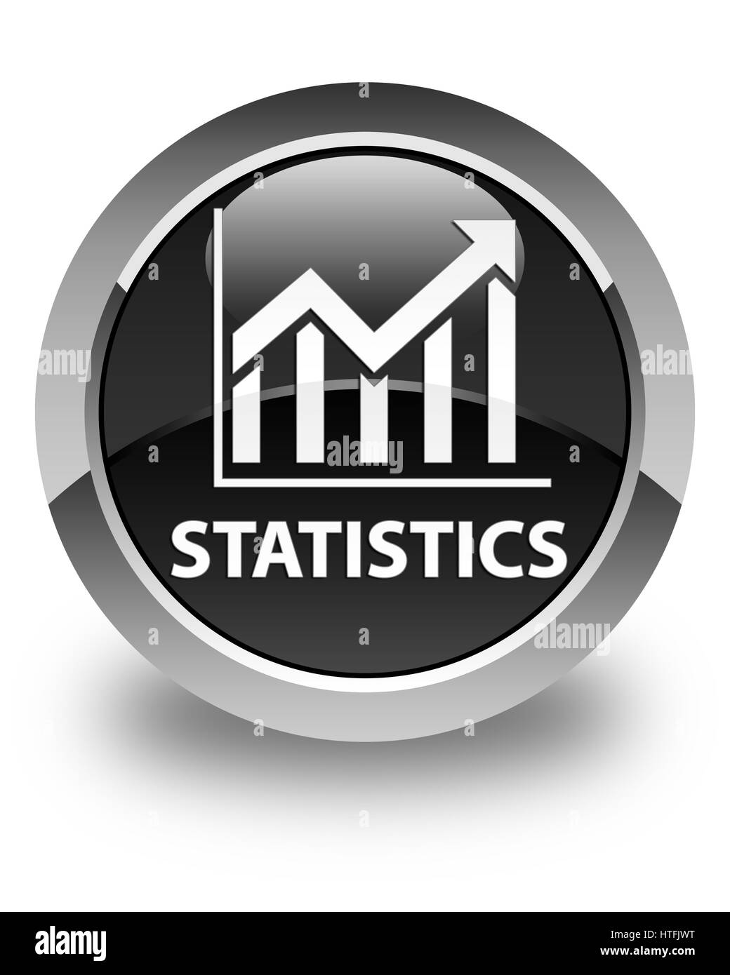 Statistiche isolati su nero lucido pulsante rotondo illustrazione astratta Foto Stock