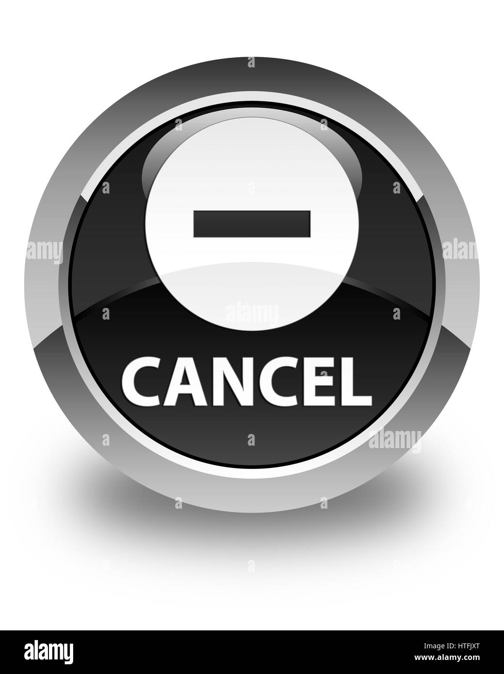 Annulla isolati su nero lucido pulsante rotondo illustrazione astratta Foto Stock