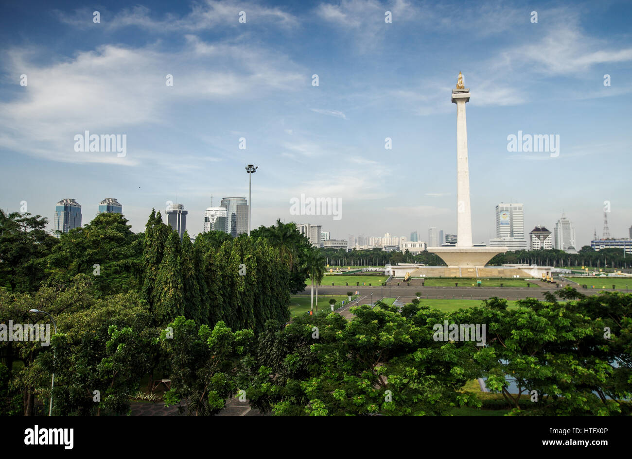 Monumento nazionale in Merdeka Square nel centro di Jakarta - Java, Indonesia Foto Stock