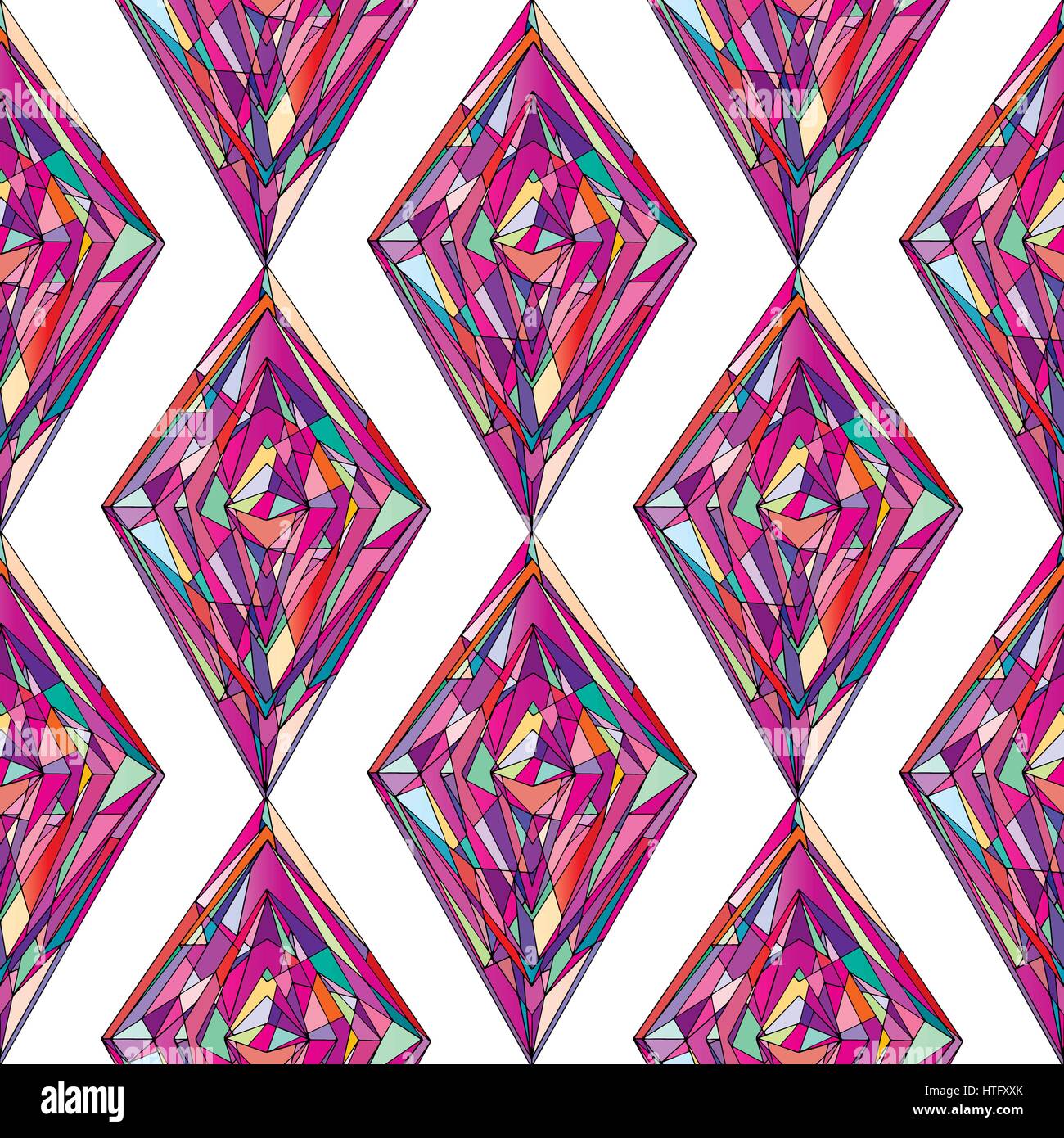 Disegnato a mano modello di ornamento. Vettore tracery geometrica perfetta dello sfondo. Abstract rombo colorati texture di sfondo, il confezionamento, disegno tessile Illustrazione Vettoriale