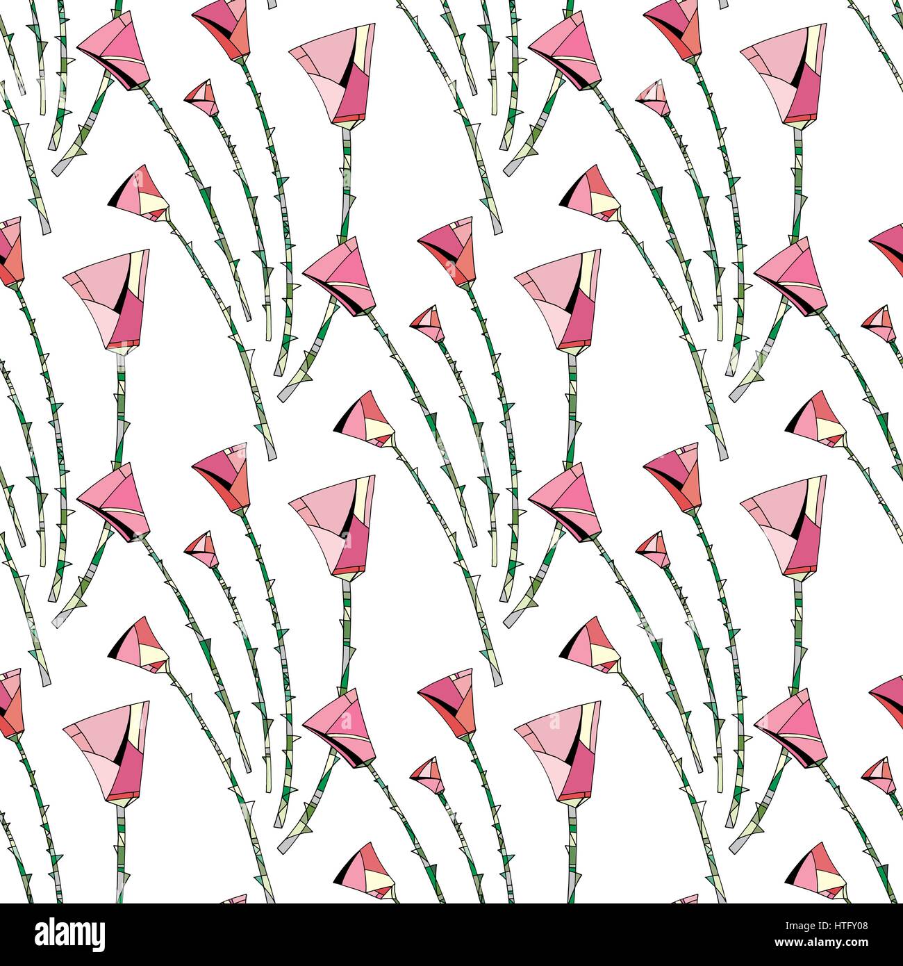 Abstract roses pattern. Floral seamless sfondo vettoriale. Fiori stilizzati design per i tessili, il confezionamento, la carta da parati tessuto. Illustrazione Vettoriale