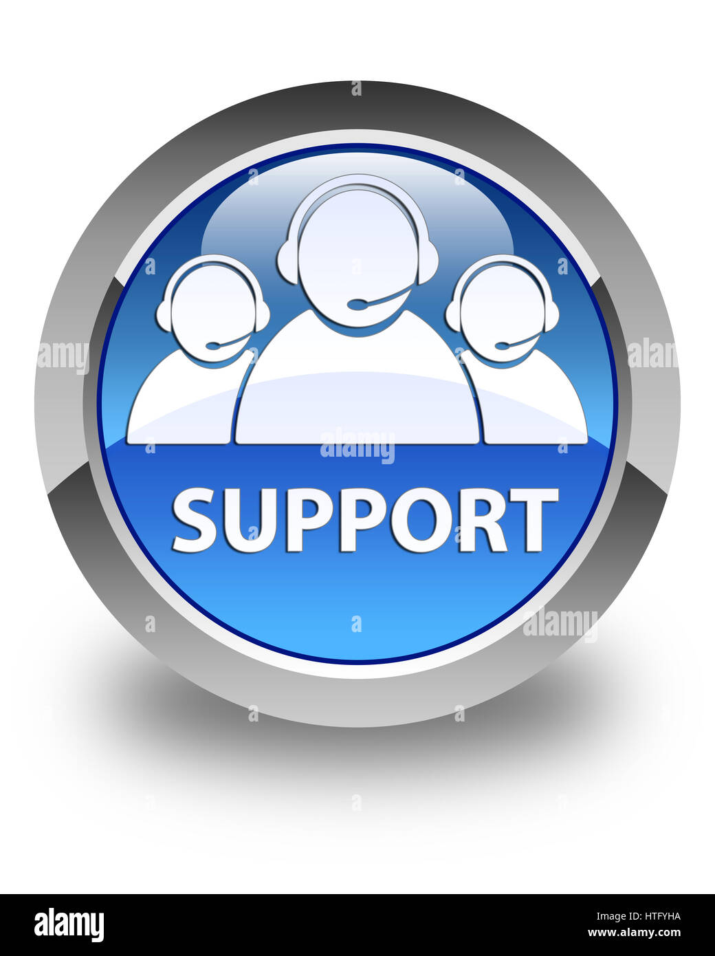 Supporto (customer care team icona) isolati su blu lucido pulsante rotondo illustrazione astratta Foto Stock