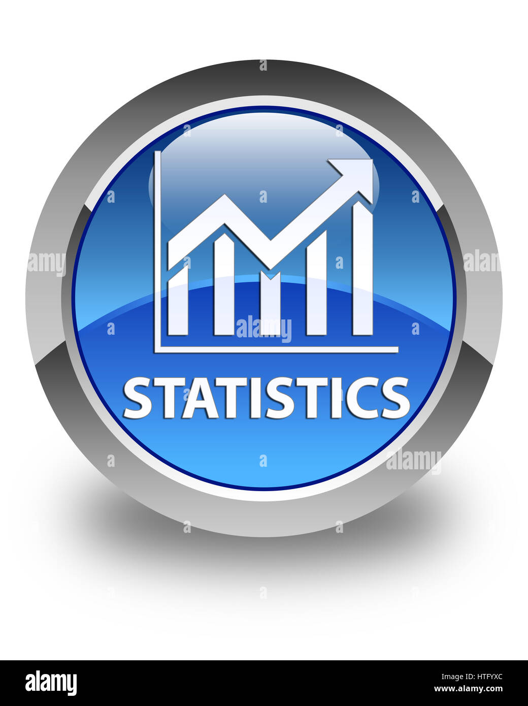 Statistiche isolati su blu lucido pulsante rotondo illustrazione astratta Foto Stock