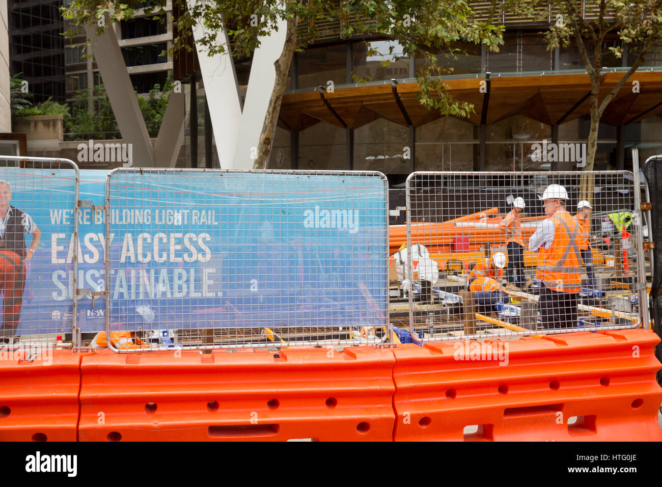 Costruzione di CBD light rail progetto in George Street, centro di Sydney, Nuovo Galles del Sud, Australia Foto Stock