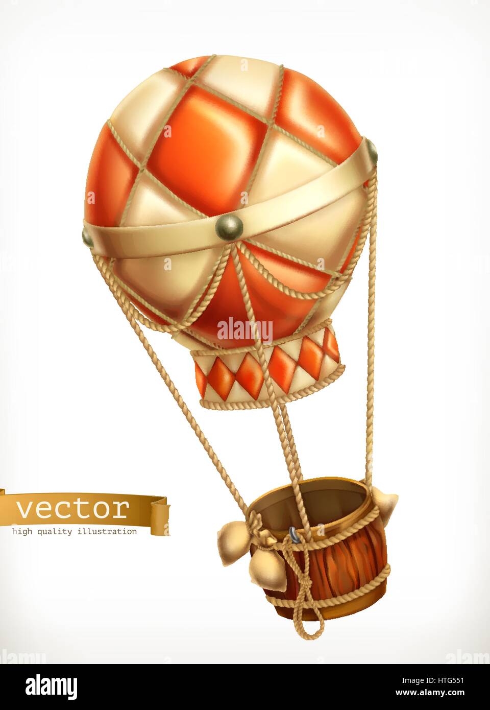 In mongolfiera ad aria calda, 3d'icona vettore Illustrazione Vettoriale