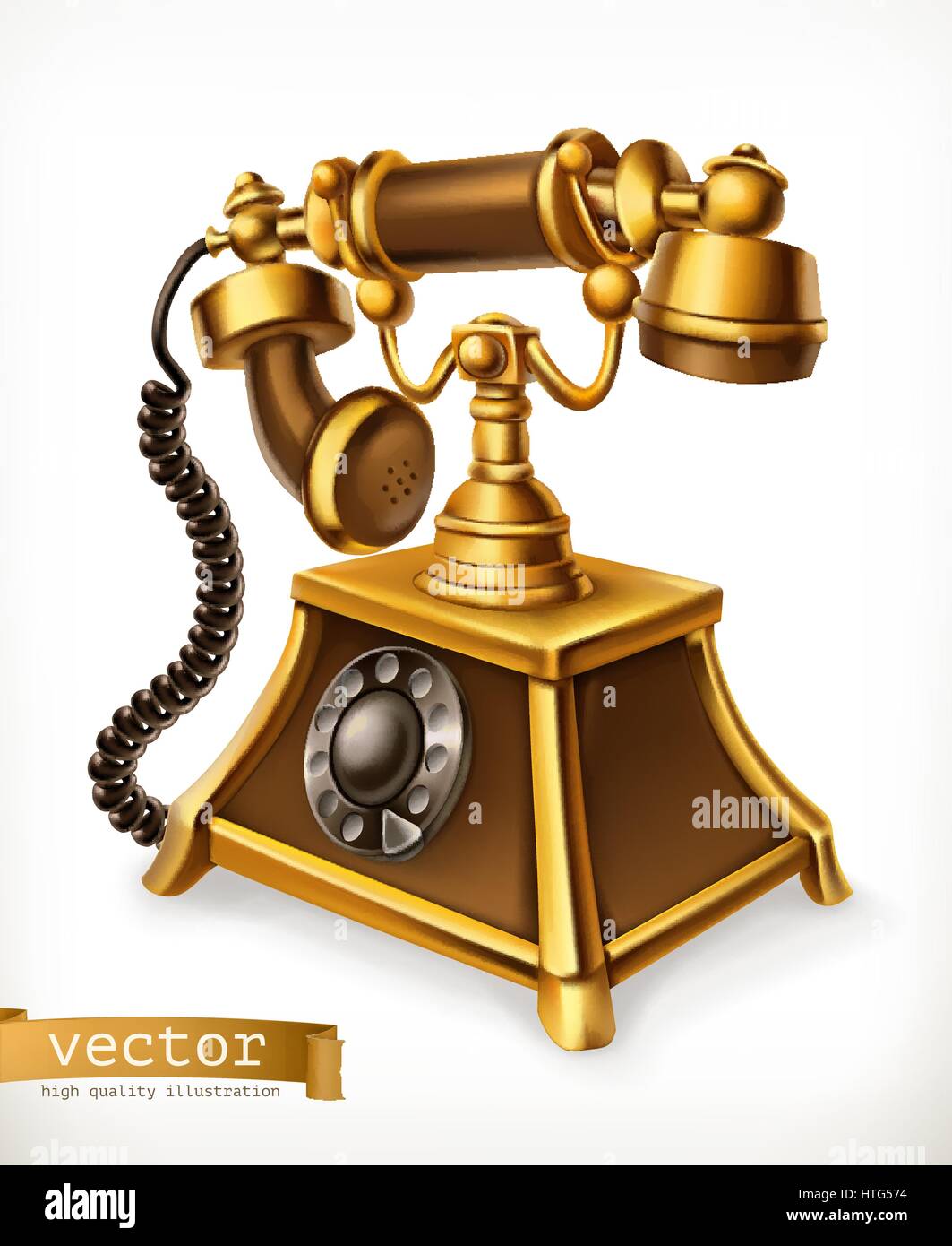 Telefono vintage, 3d'icona vettore Illustrazione Vettoriale