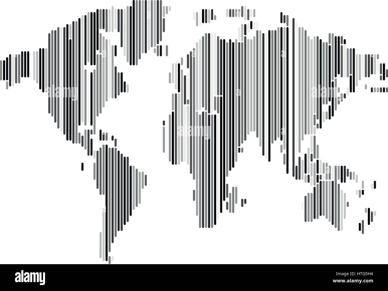 Isolato strisce in bianco e nero, colore sfondo worldmap, terra illustrazione vettoriale. Illustrazione Vettoriale